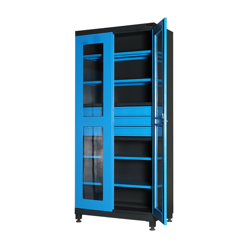 MALZEME VE TAKIM DOLABI 3 ÇEKMECELİ VE CAMLI KAPAKLI ( TEMPERLİ CAM )