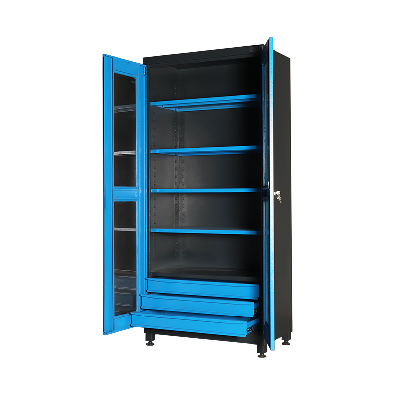 MALZEME VE TAKIM DOLABI 3 ÇEKMECELİ VE CAMLI KAPAKLI ( TEMPERLİ CAM )